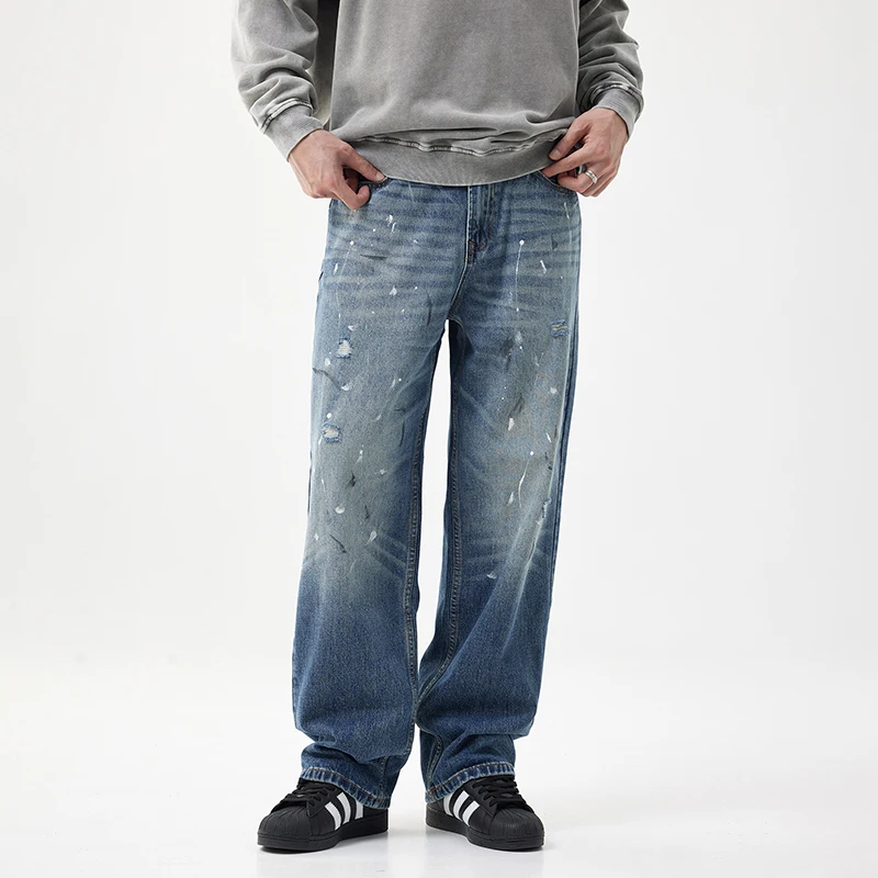 Винтажные американские уличные мужские джинсы 2024 осенние новые