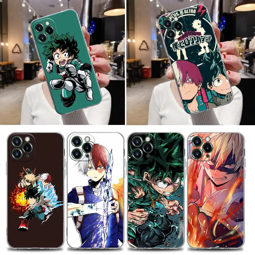 Cute Cartoon My Hero Academia Deku Anime Clear Phone Case For iPhone 13 11 12 14 Pro Max X XS XR 7 8 14 Plus Case Silicone Cover