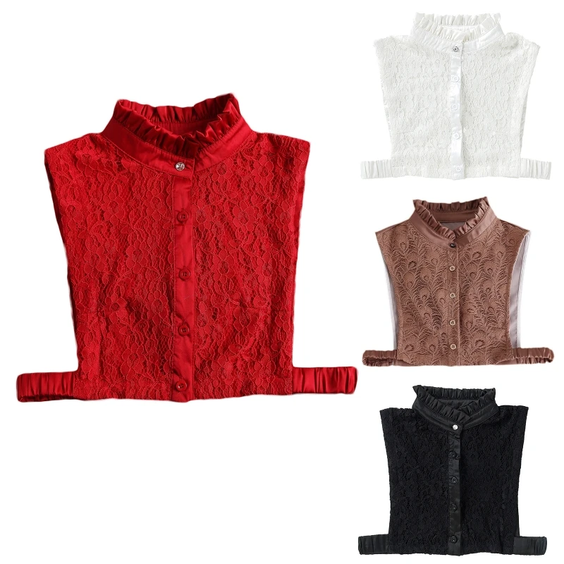 

Winter Women Decorative Fake Collar Shawl Lace-Up Button Sweater Neck Decors
