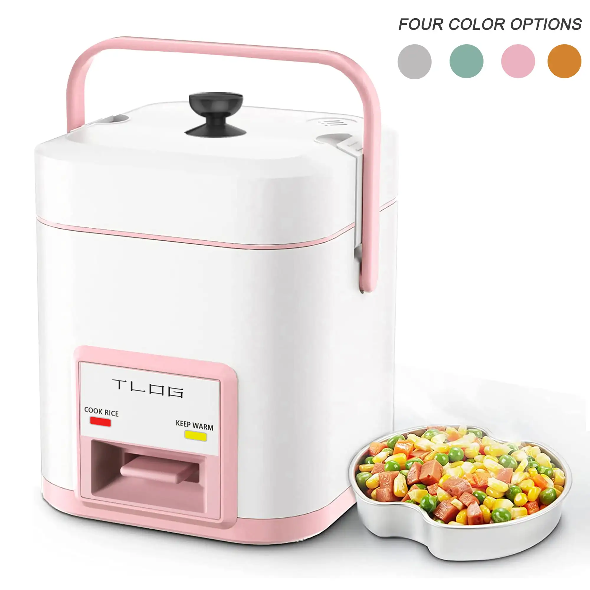 

5 Cup (Cooked) Mini Rice Cooker 1.2L Portable with Steam Tray Pink