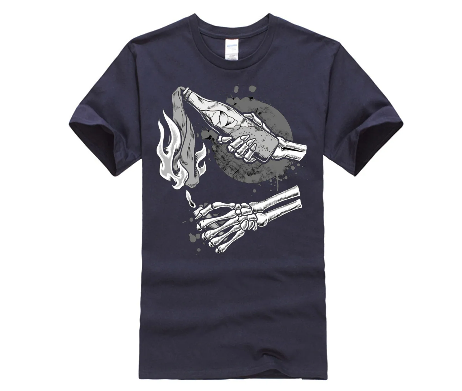 Модная креативная футболка с графическим рисунком принтом Молотова и коктейля