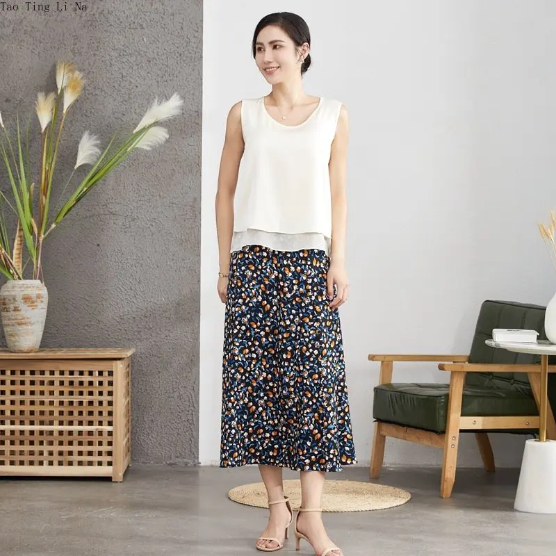 Женский новый двухслойный жилет из натурального шелка на подтяжках O7