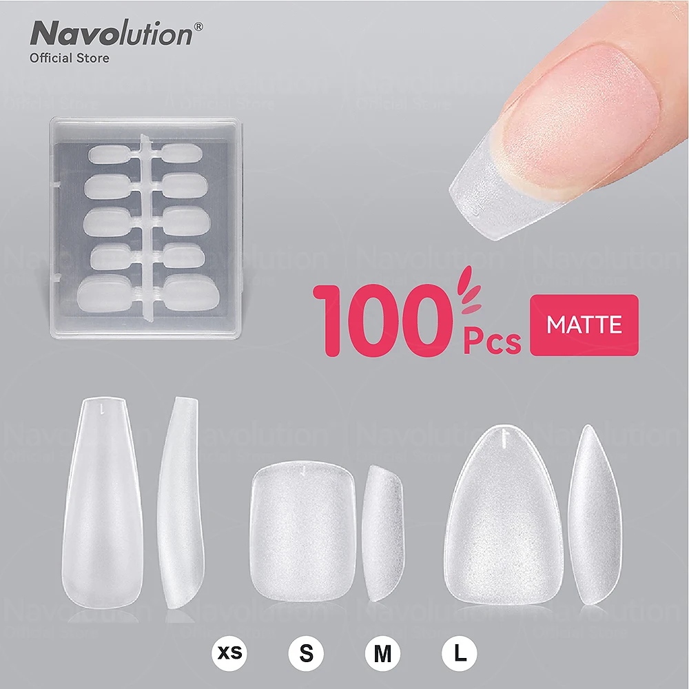 

Navolution 100pcs False Nails Acrylic Press Standard size on Artificial Nails Clear Fake Nail Tips for Extension Manicure Tool