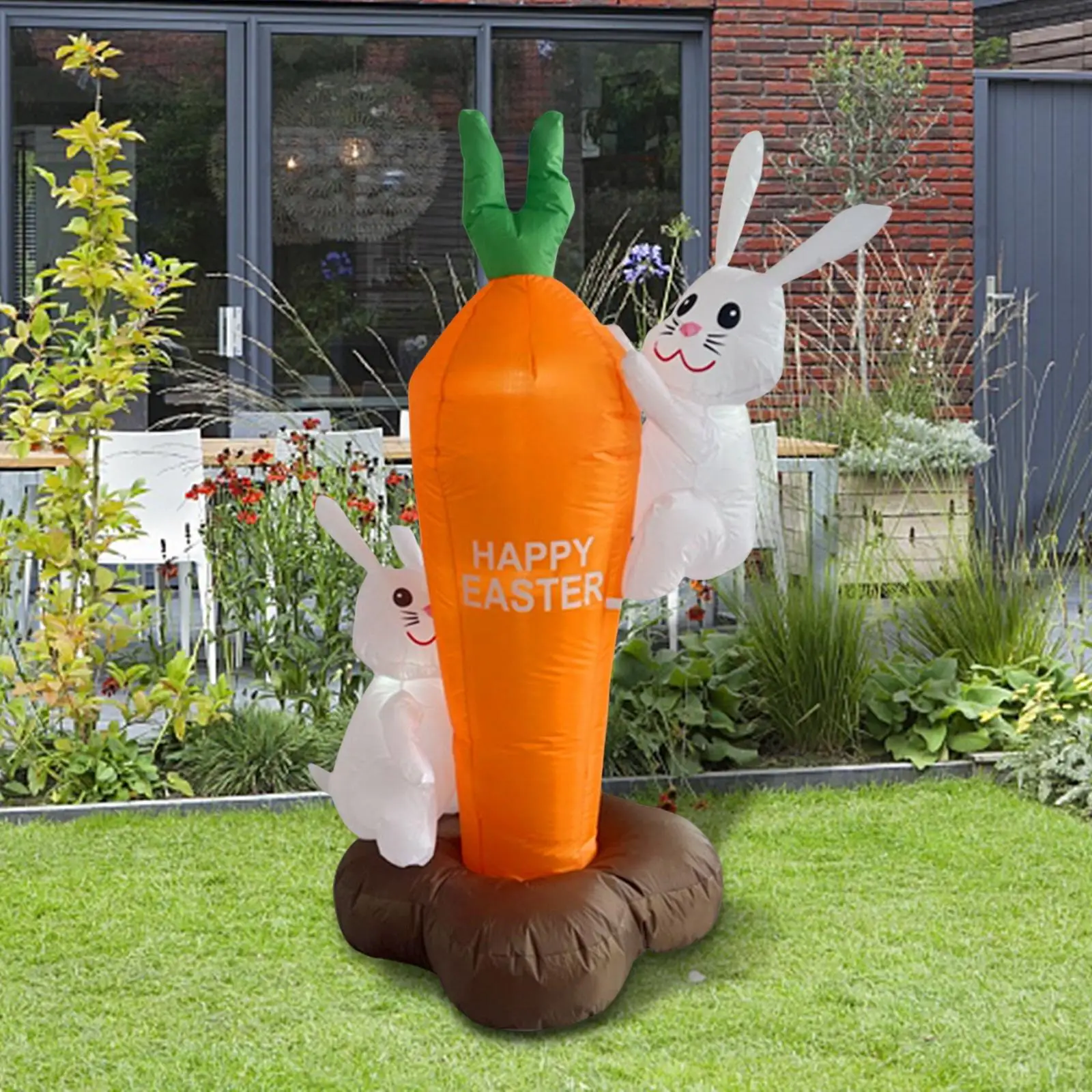 Easter Inflatable Rabbit and Carrot with LEDs Outdoor Decoration for Porch