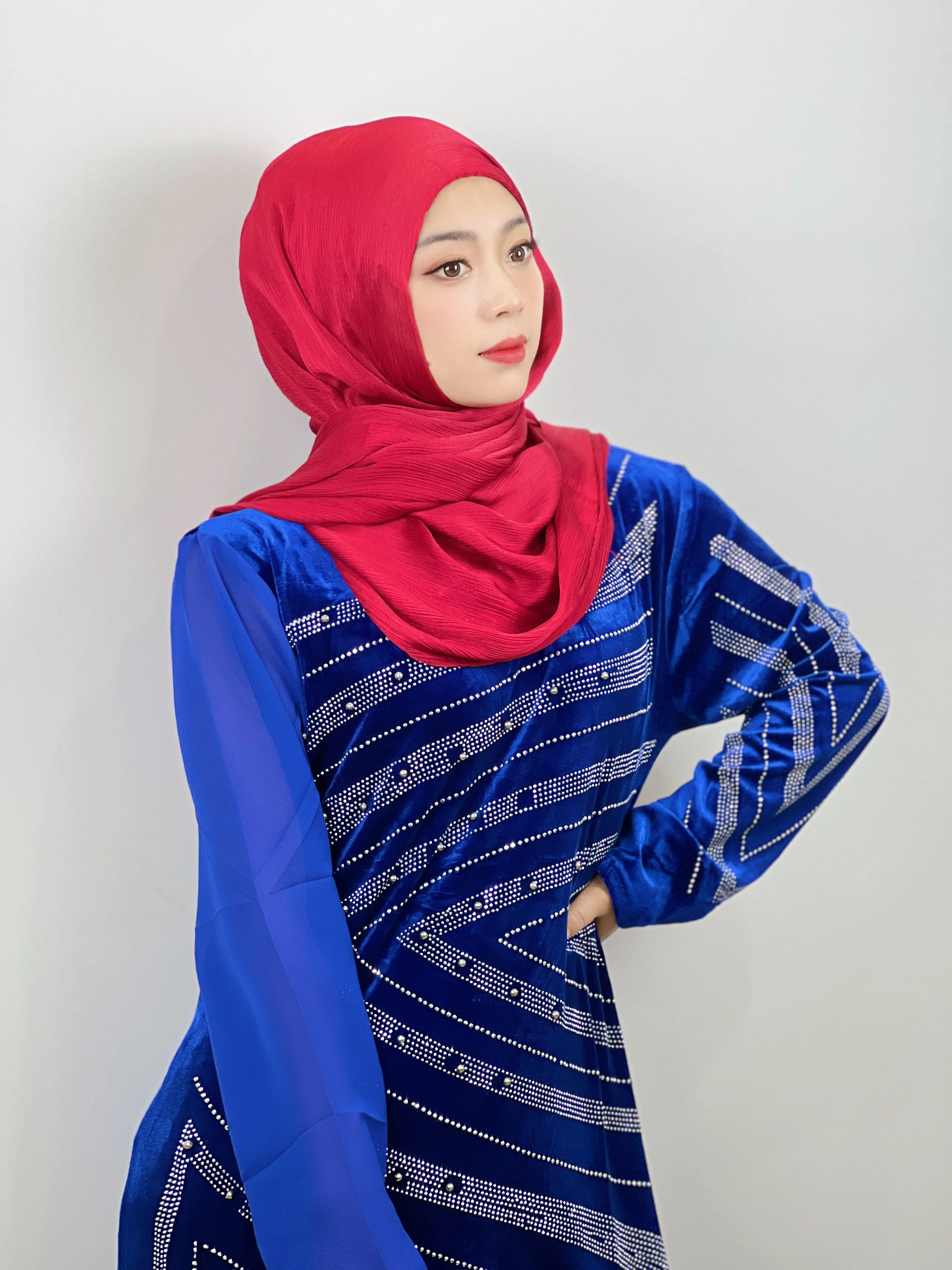 арабское платье абая женская Дубай Мусульманский халат осень-зима полосатый