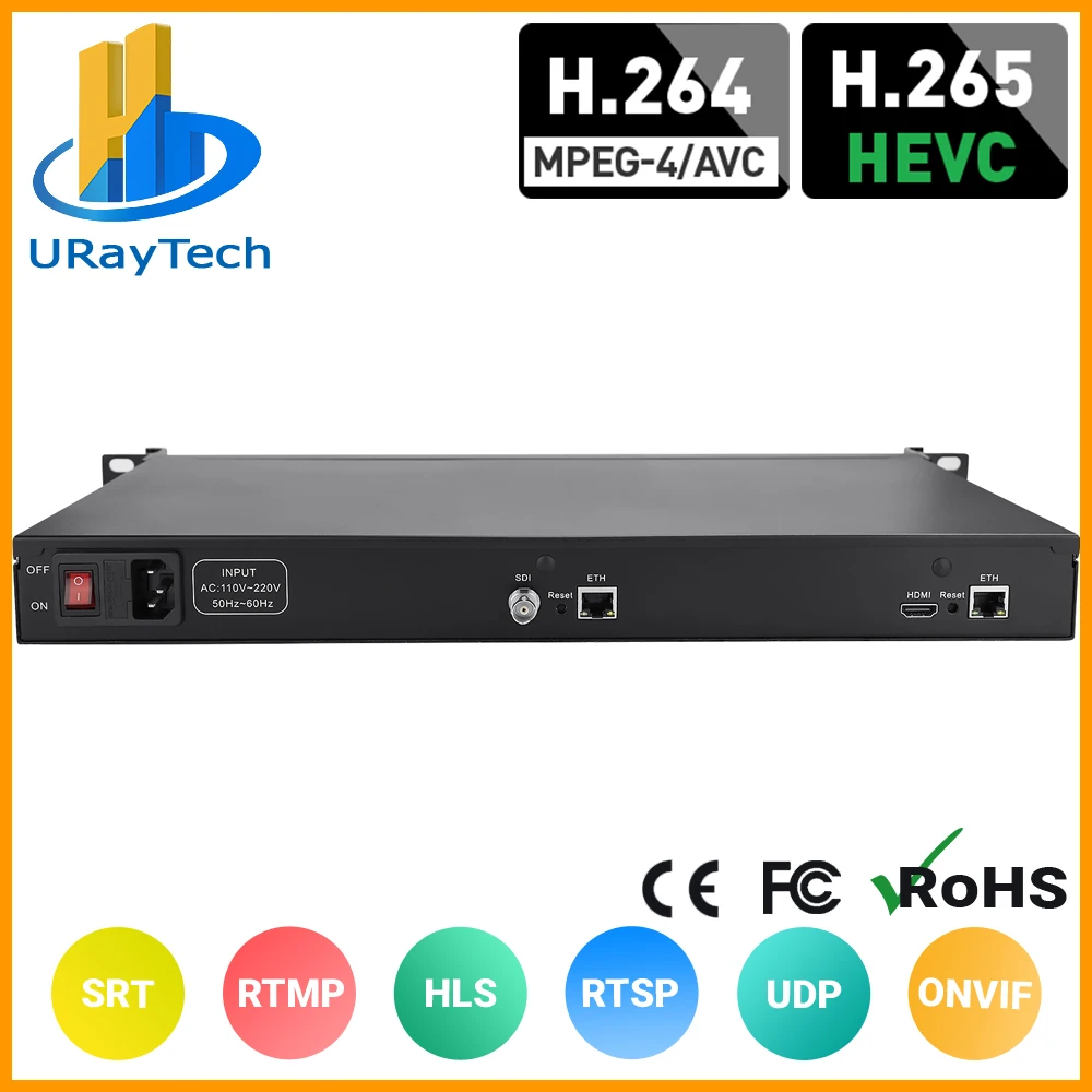 

1U HEVC HDMI SDI IP Video Encoder IPTV Streaming Encoder H.265 H.264 Live Encoder HDMI SDI To RTSP RTMP HTTP UDP HLS ONVIF