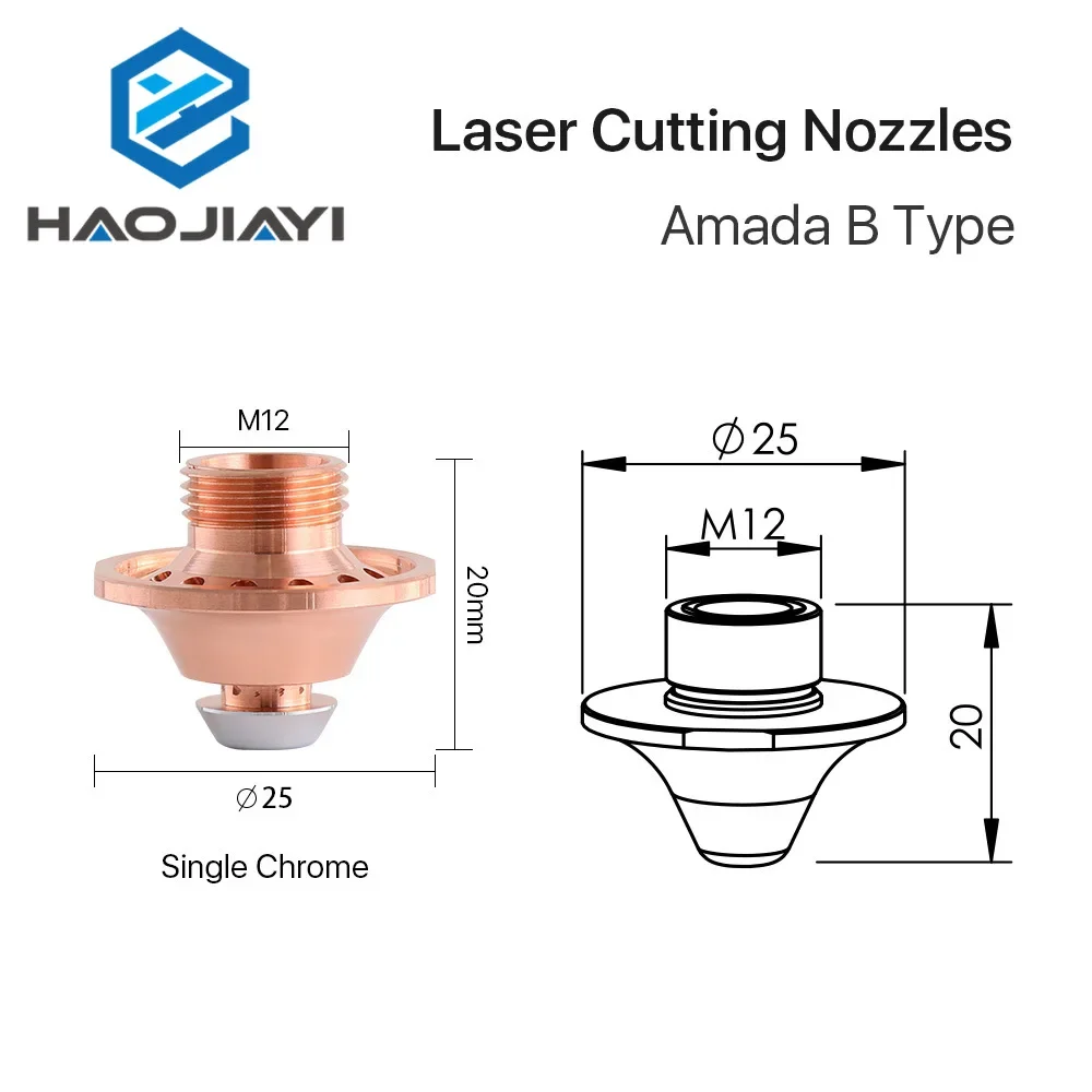 Насадка для лазерной резки Amada B Тип D25 H20 M12 Одиночная двойная хромированная