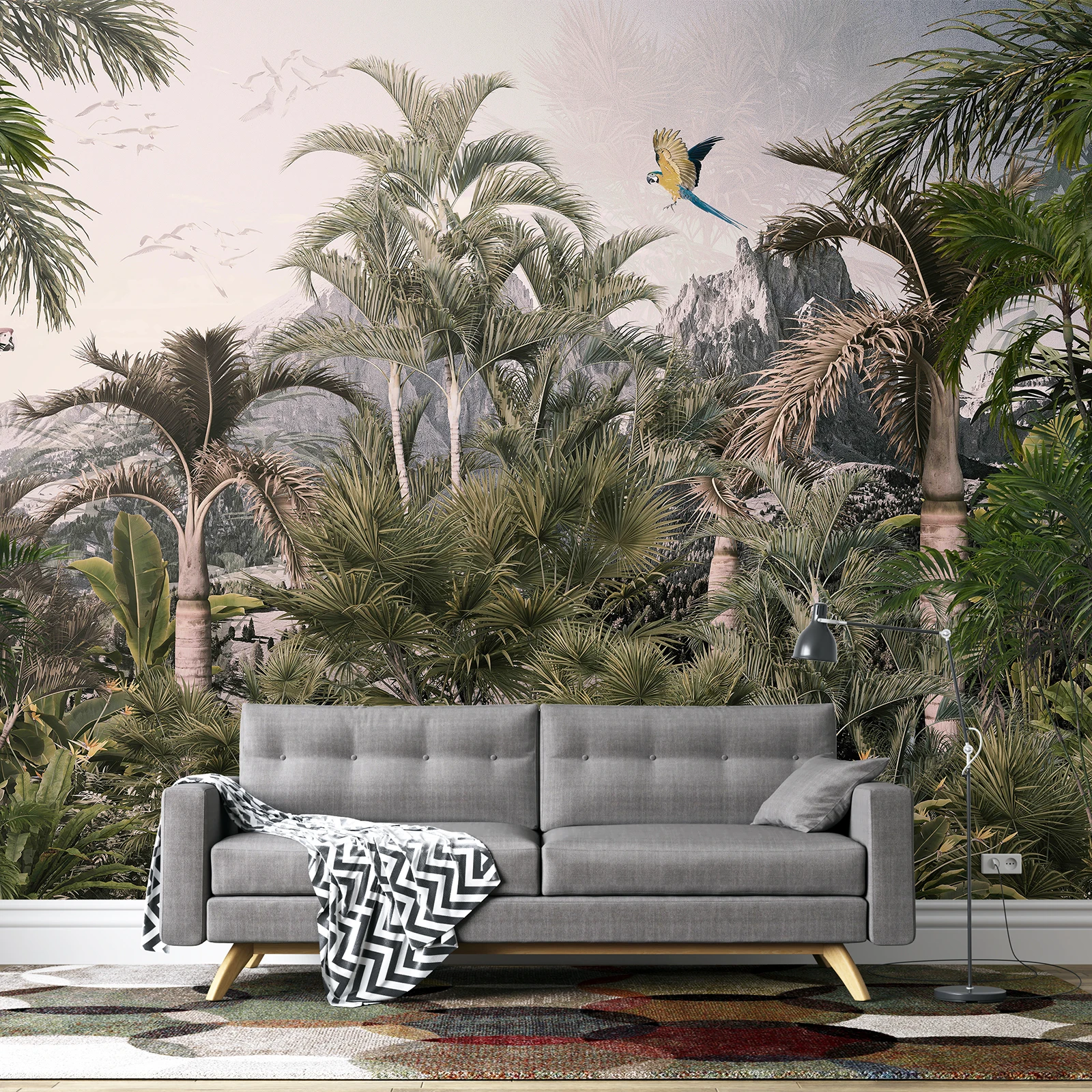 Zeeko тропические джунгли зеленая фреска самоклеящаяся лес папоротник лист