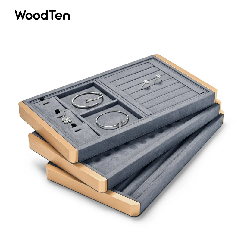 New high-end microfiber ring necklace bracelet multi-functional combination storage tray jewelry display tray