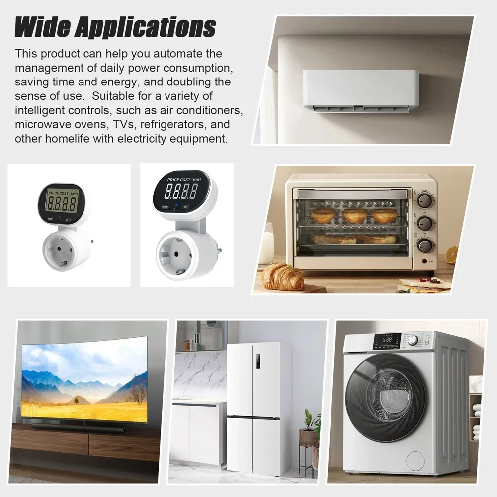 Европейская Розетка С 45. ° Вращение Большой Жк-дисплей Цифровой Счетчик