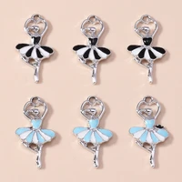 10pcs 13x24mm cute enamel dance girl charms pendants for jewelry making women fashion earrings necklaces diy keychains gifts
