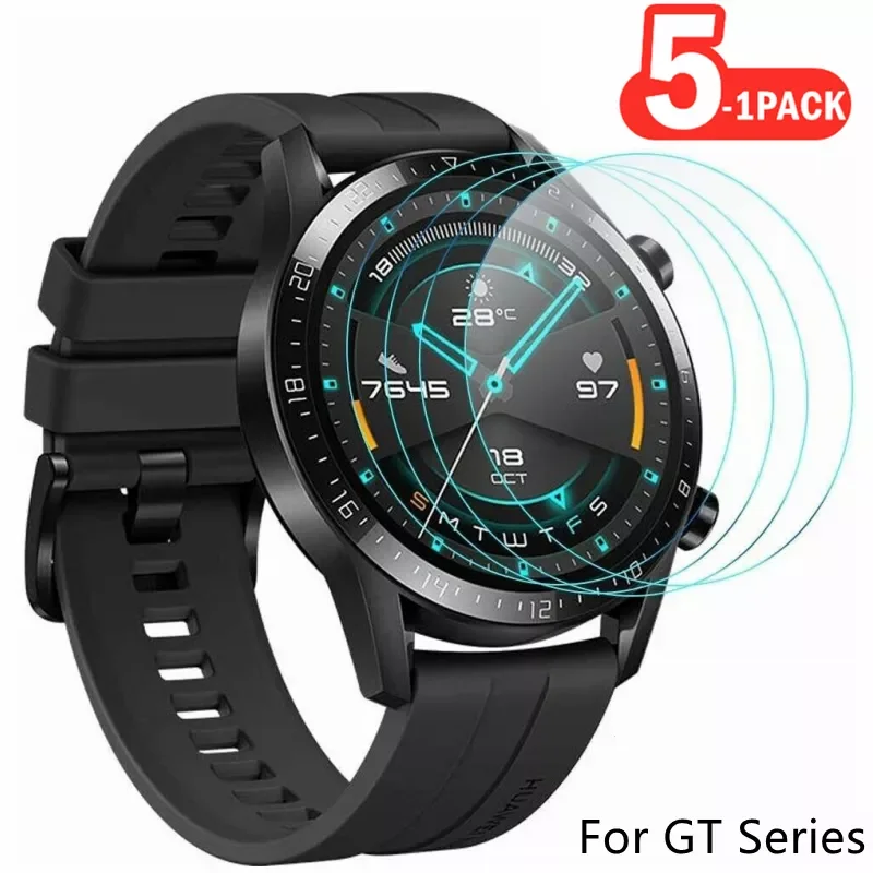 

5-1Pcs for Huawei Watch GT 2 GT3 46mm Tempered Glass Screen Protectors 9H Explosion Proof Anti Scratch HD Glass Film on GT 2