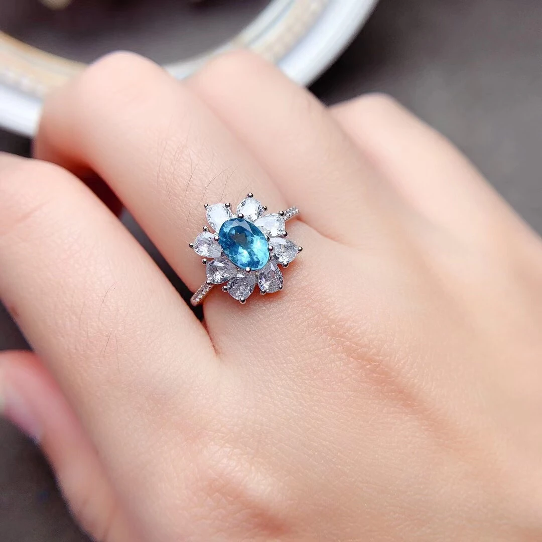 Dazzling Silver Topaz Ring 5mm*7mm 0.7ct VVS Grade Natural Topaz Silver Ring Solid 925 Silver Topaz Jewelry