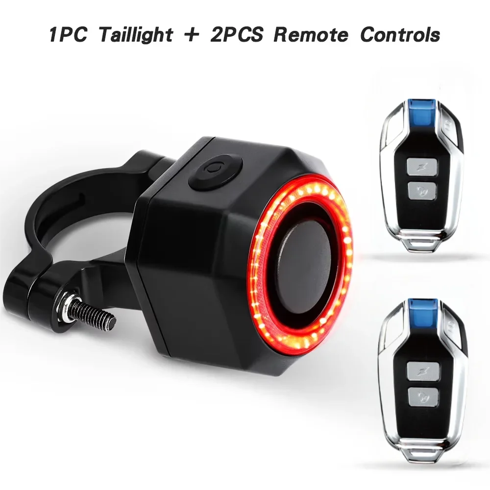 

Противоугонная сигнализация 2 в 1, для велосипеда с беспроводным пультом дистанционного управления, громкие колокольчики, позиционирование мелодии, умный задний фонарь с датчиком тормоза