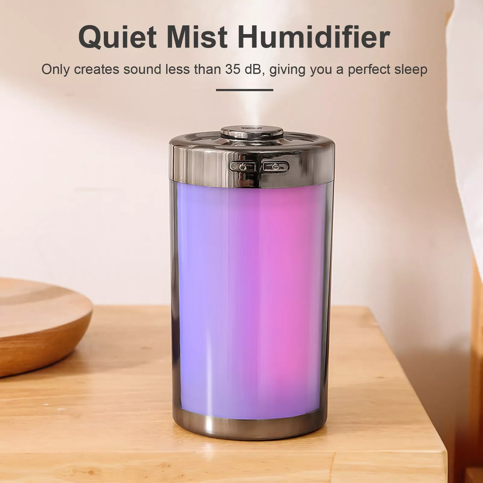310mL Colorful Air Humidifier Portable 7-colors Night Light Quiet USB Cooling Mist Aromatherapy Humidifiers for Desktop Home