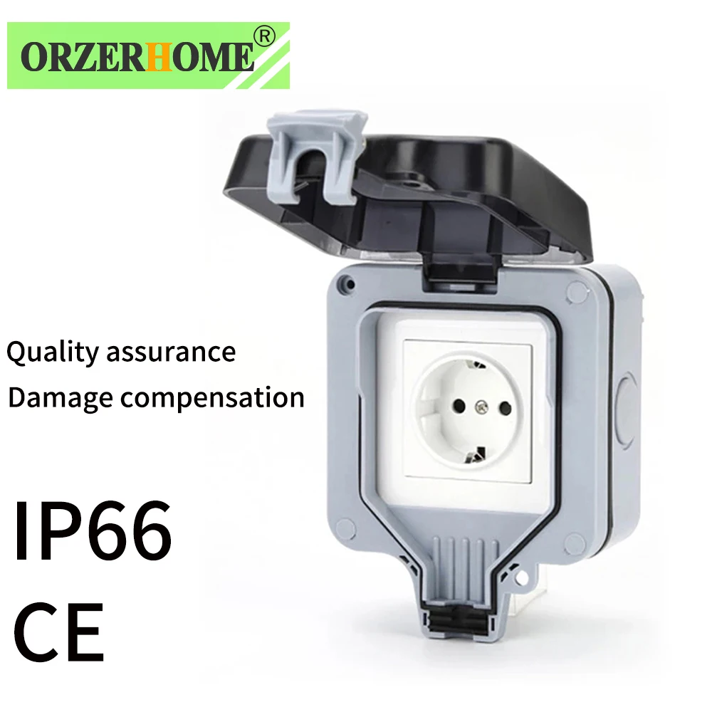 

13-16A Junction Box Outdoor Waterproof Rainstorm Proof IP66 Fully Shielded Socket Exposed Anti Leakage Protection Power Supply
