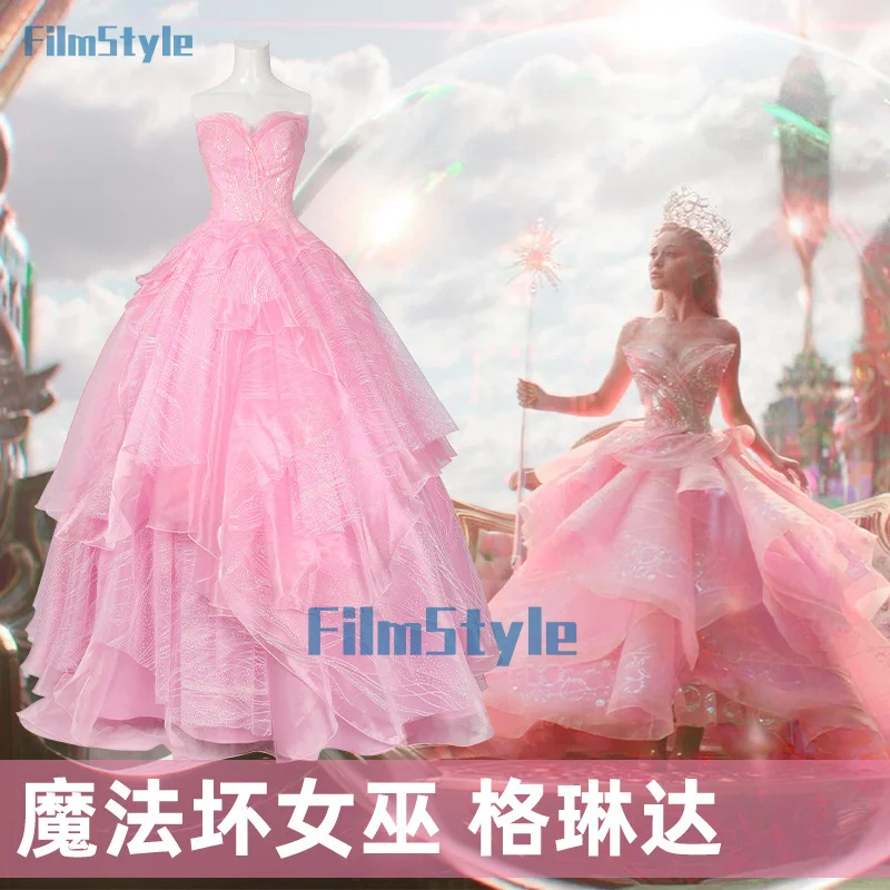 Wicked Glinda Косплей Костюм Маскировка Женское Розовое Платье Хэллоуин Карнавальная