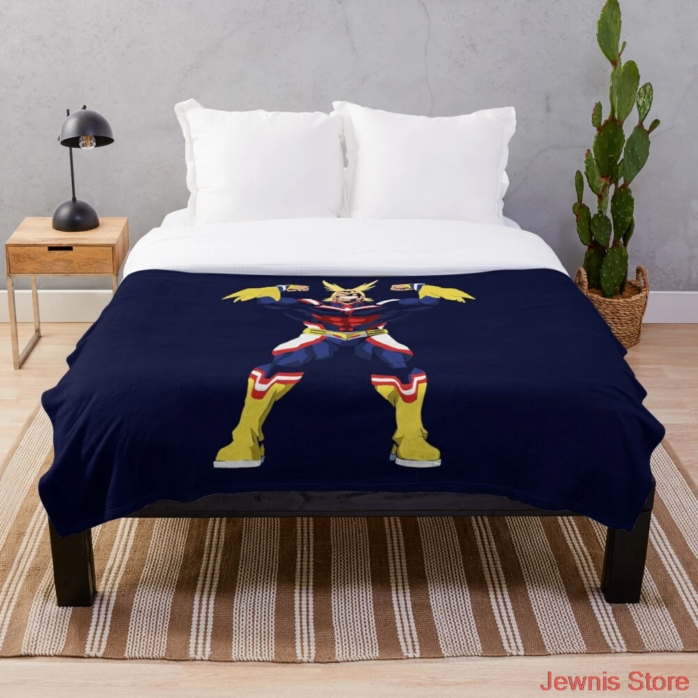 

All Might outline Throw Blanket Throws for Girls Boys Children's Kids Adult Gift Home Bedroom Decoration Flannel