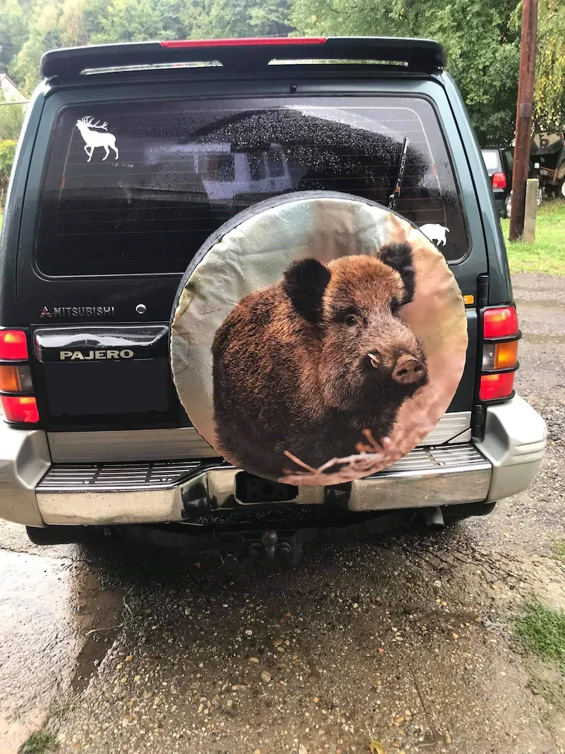 

Boar Hunting 15" 16" 17" Made With Your Size Soft Spare Wheel Tire Cover
