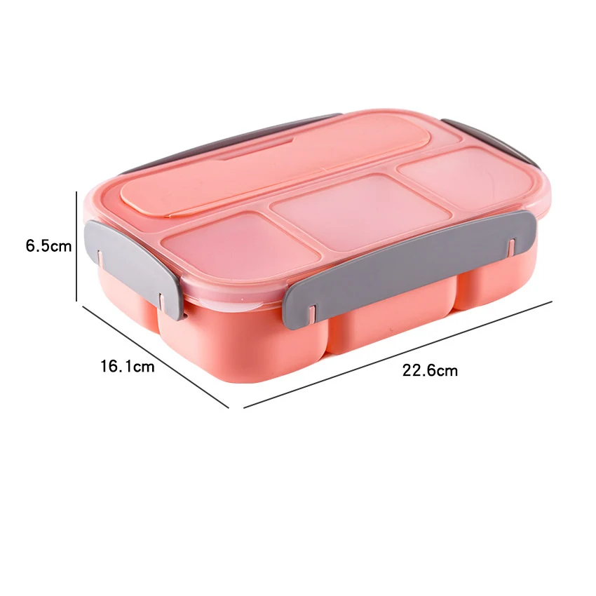 

Four-compartment Plastic Lunch Box Student Office Worker Convenient Bento Box Sealed With Spoon Food Storage Containers