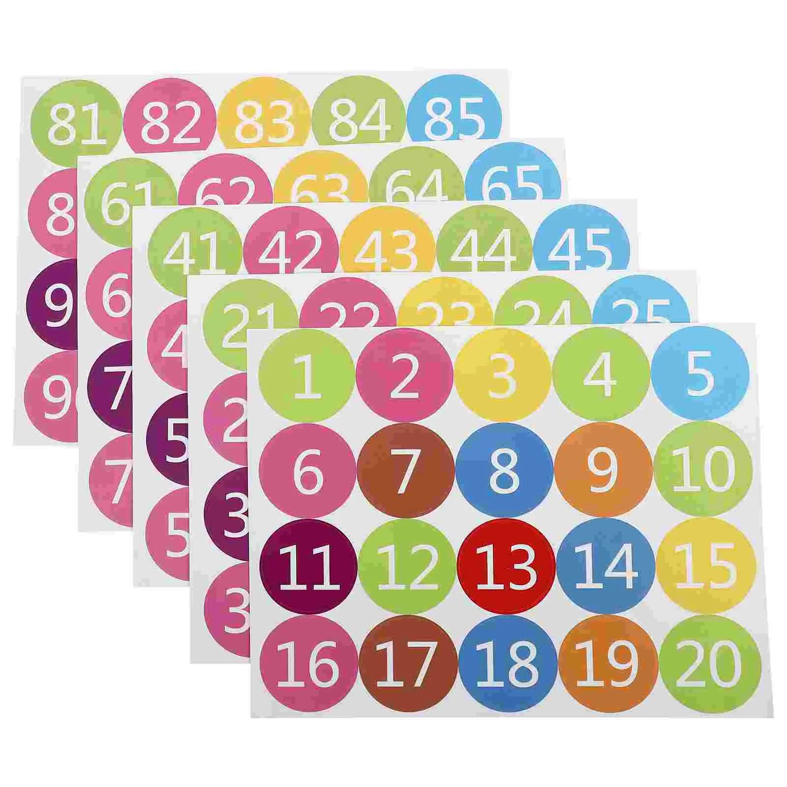 

5 Sheets Round Number Stickers Practical Number Pasters Waterproof Number Labels