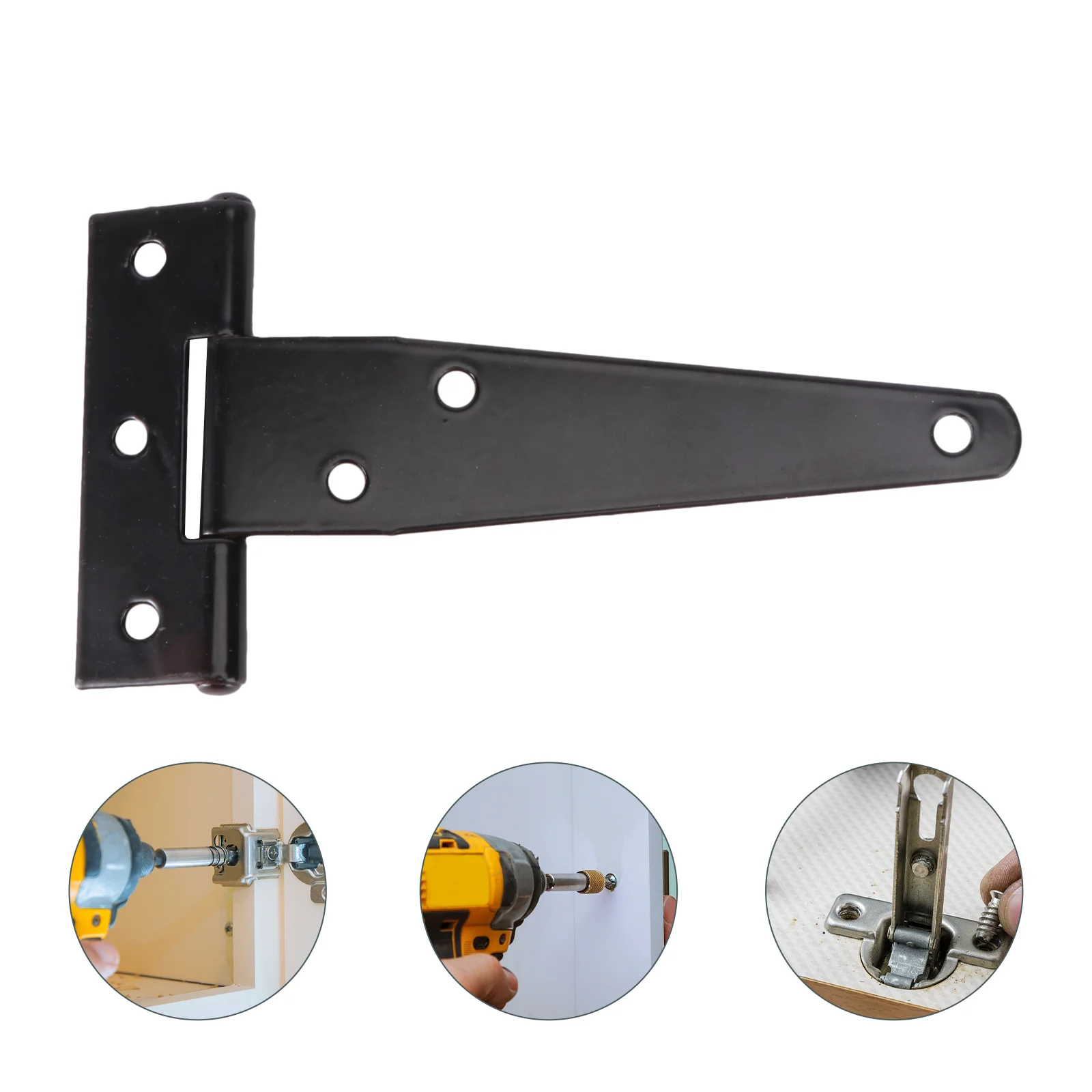 

6pcs 4 Inch T Strap Heavy Duty Shed Hinge Gate Strap Hinge Door Barn Gates Hinges Black Wrought For wooden doors