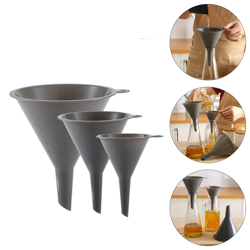 

3pcs Filtering Funnels Soy Sauce Transferring Funnels Filter Funnel Oil Funnels Transfer Funnel for Kitchen Laboratory Garage