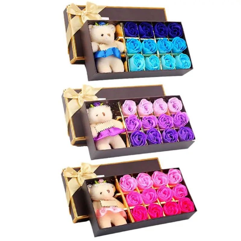 

Искусственное мыло, розы, цветы, медведь, Подарочная коробка, Романтическая Свадебная вечеринка для девушки, романтический подарок, 12 шт.