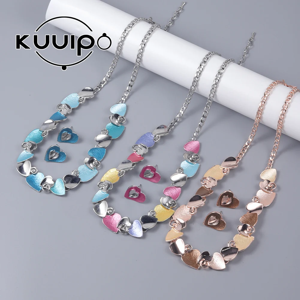

Kuuipo New Cardioid Type Enamel Necklace Fashion Long Sweater Chain Metal Necklace Jewelry Pendants for Girl Friend Gift