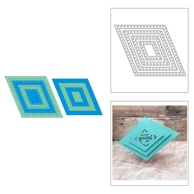 Новинка 2021 г. квадратные металлические Вырубные штампы со скошенным крестом для