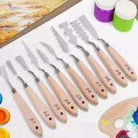 10pcs stainless steel spatula palette knife painting tools metal knives wood handle for oil paint acrylic canvas art tools