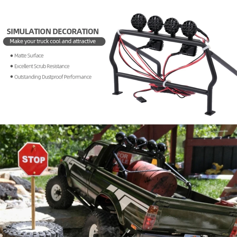 

RCCar Metal Roll Cage Chassis Frame Body with 6 LED Lights Suitable for 1/10 SCX10 Remote Control Truck DIY Crawler DropShipping