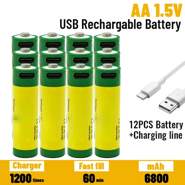 

Литий-ионная батарея аа с быстрой зарядкой, 1,5 в, емкость 6800 мАч, USB перезаряжаемая литиевая USB батарея для игрушечной клавиатуры