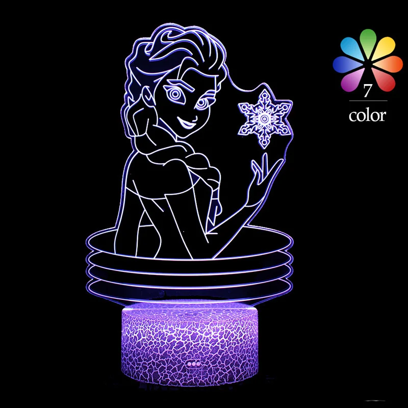 Disney Frozen Lamp Princess Anna Elsa Cartoon Led Lights Night Lights Decoration Chambre Girls Gift Toy Bedroom Moon Lamp