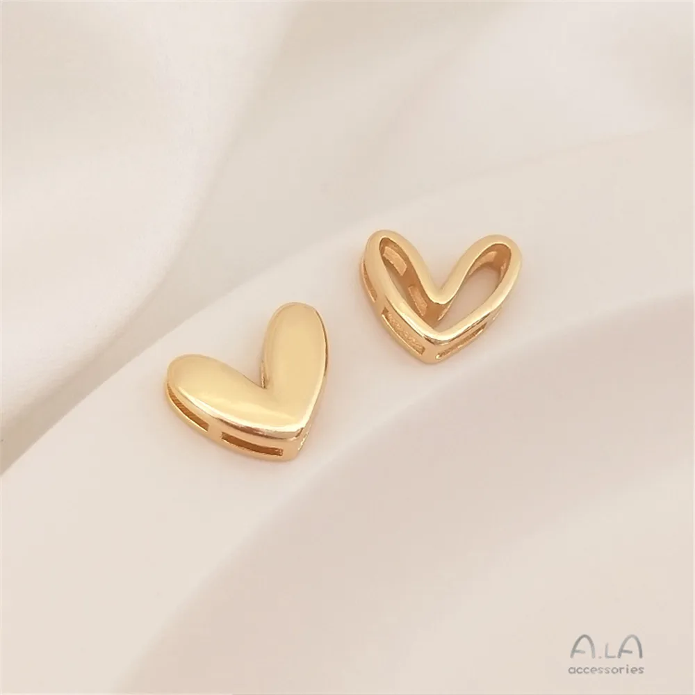 Купи 14K gold-plated shiny love-shaped pendant openwork peach heart collarbone chain pendant diy necklace earrings pendant accessorie за 38 рублей в магазине AliExpress