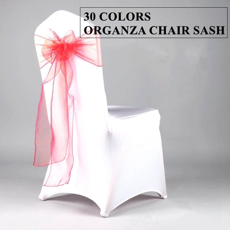 

Organza Chair Sash Wedding Chair Knot Cover Decoration Chairs Bow band Belt Ties For Weddings Banquet