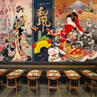Пользовательская японская настенная бумага гейши, 3D кухня, магазин, закуска, бар, промышленный декор, Настенная бумага для суши, ресторана, 3d обои