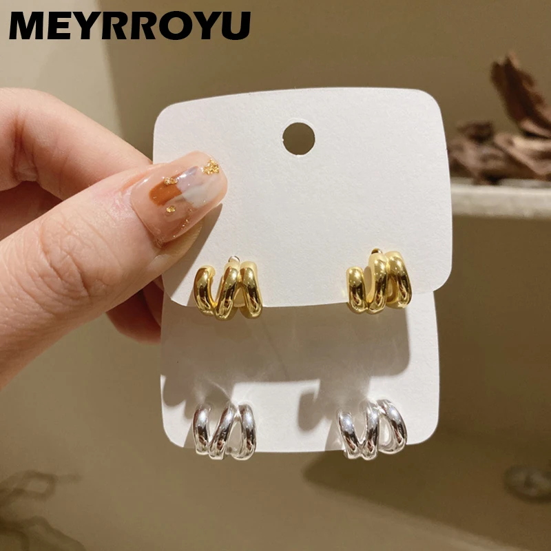 

MEYRROYU Spiral Gold Silver Color Stud Earrings For Women Girl Simple Fashion New Jewelry Party Friend Gift boucles d'oreilles