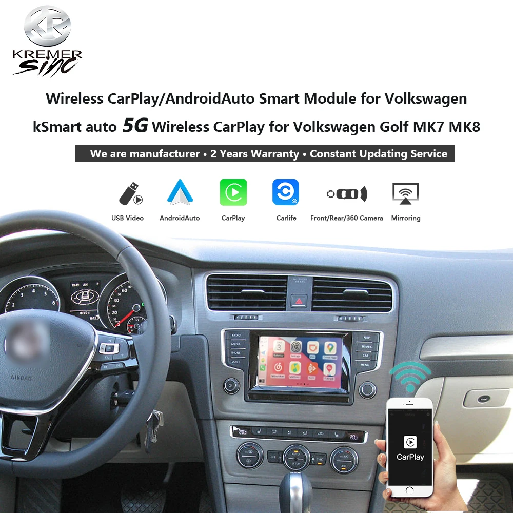Беспроводной смарт-модуль CarPlay AndroidAuto для Volkswagen RNS510 Golf Tiguan Passat 2012-2018 T5.1 Multivan OEM микрофон Беспроводной смарт-модуль CarPlay AndroidAuto для Volkswagen RNS510 Golf Tiguan Passat 2012-2018 T5.1 Multivan OEM микрофон