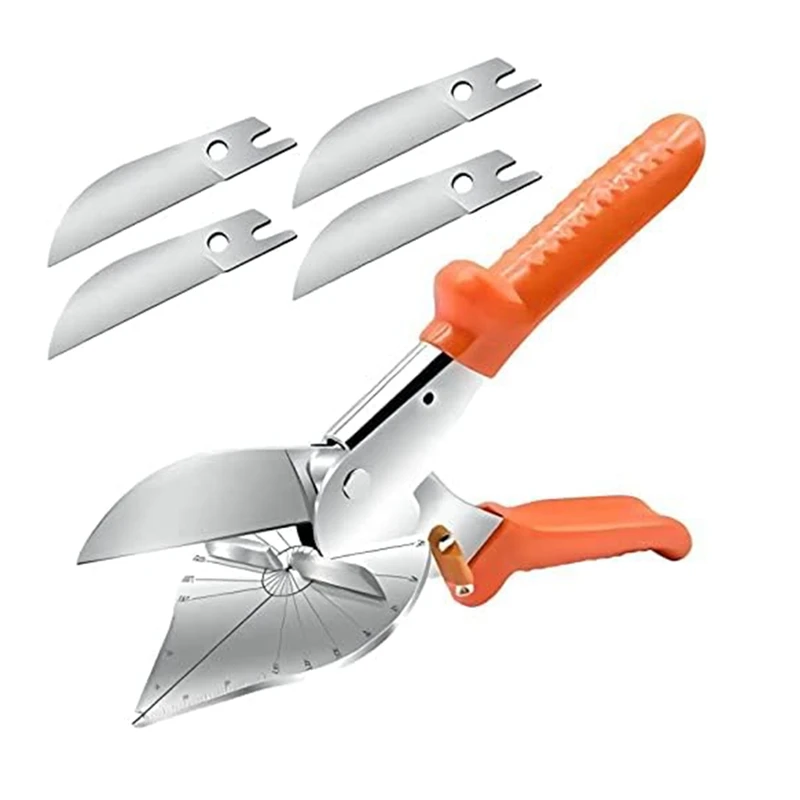 

1Set Multi Angle Miter Shears With 45-135 Degree Adjustable, Quarter Round Cutting Tool Orange Steel Miter Shears