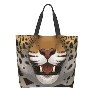 Jaguar Face Printed Casual Tote Large Capacity Female Handbags Big Cat Cat Feline Panther Panthera Onca Furry Animal Anthro