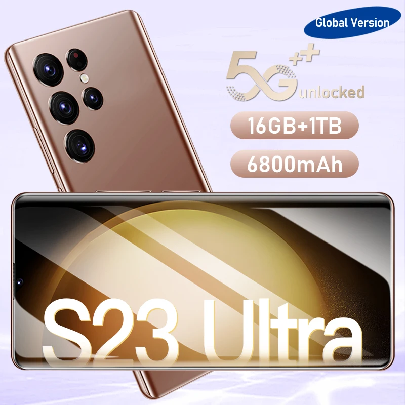 

New s23 ultra 5g smartphone phone android phone 6.7inch HD cell phone telefone 6800mAh 16G 1TB Camera Mobile phone unlocked