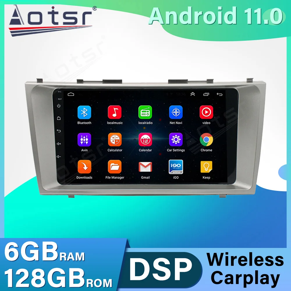 

9" Android Auto Carplay 6G+128GB Car DVD Player Video For Toyota Camry 2009+ Radio DSP Stereo Head Unit Audio GPS Tape Recorder