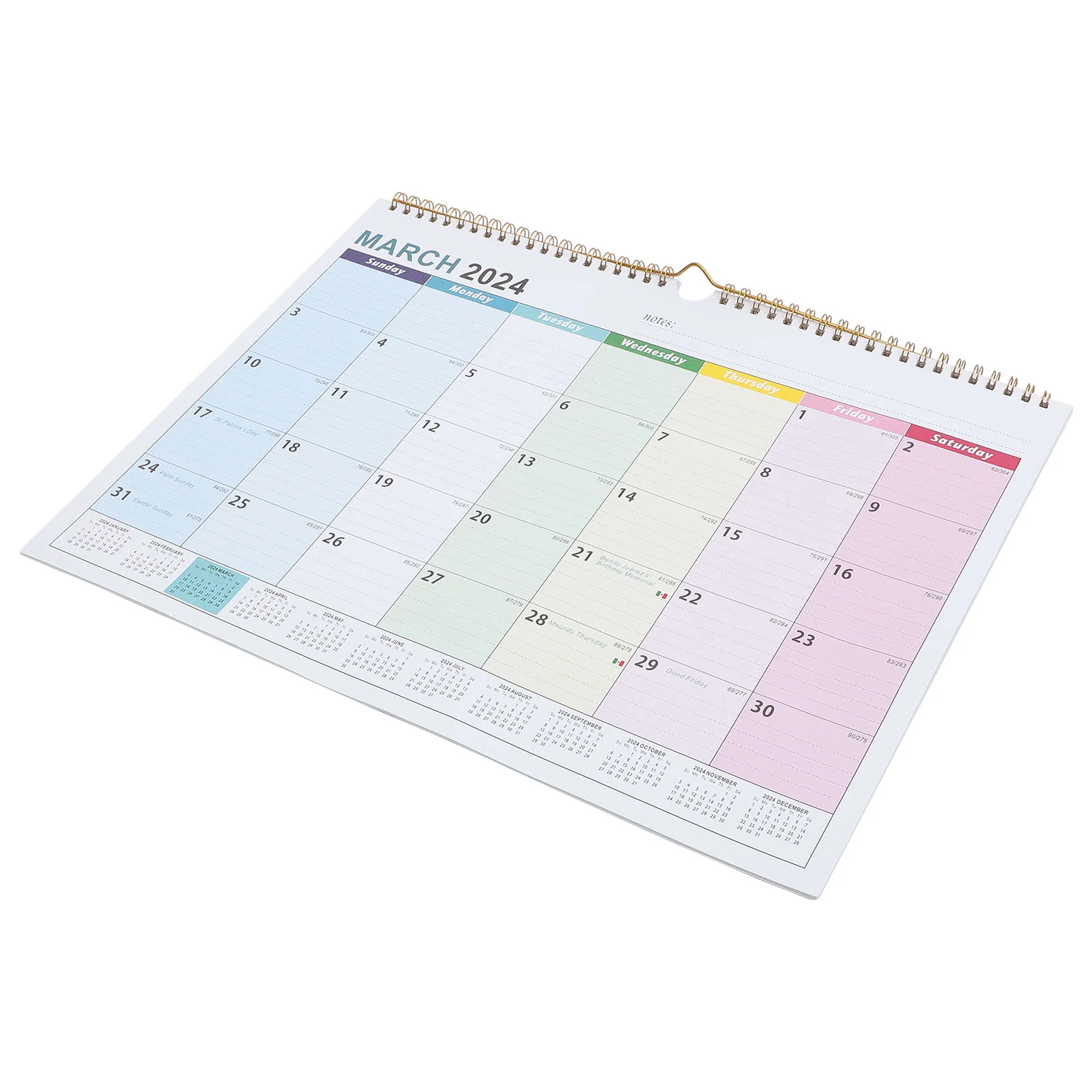

2024 Wall Calendar Large Desk Sturdy Daily Use 2023-2024 Hanging Home English Paper Calendars Room Monthly Office Household