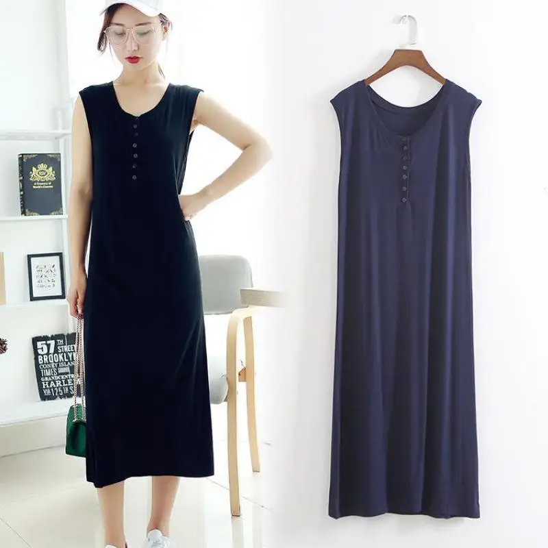 

Женское длинное платье без рукавов, простое однотонное приталенное повседневное свободное платье в Корейском стиле, подходящее ко всему, л...
