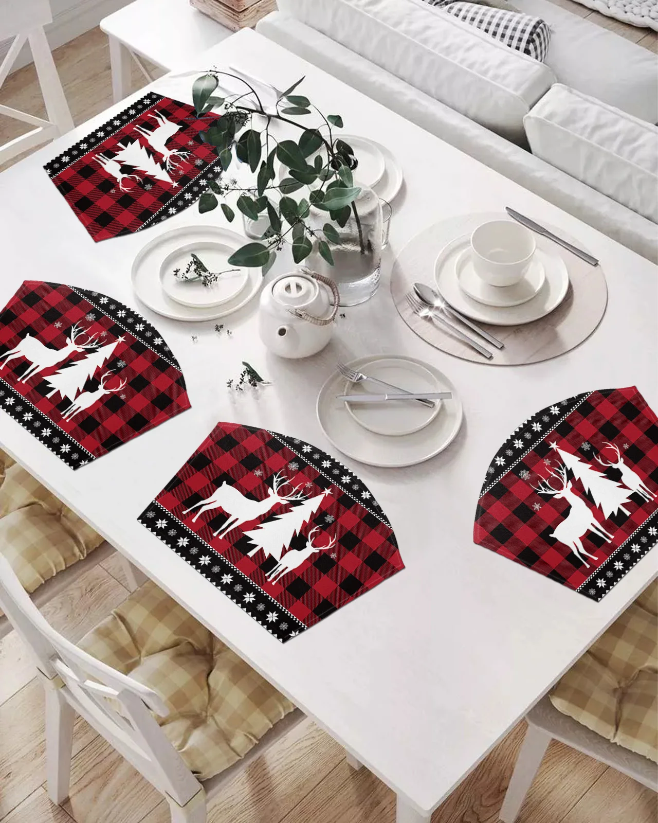 

2/4/6 шт., набор подставок в форме веера, в клетку