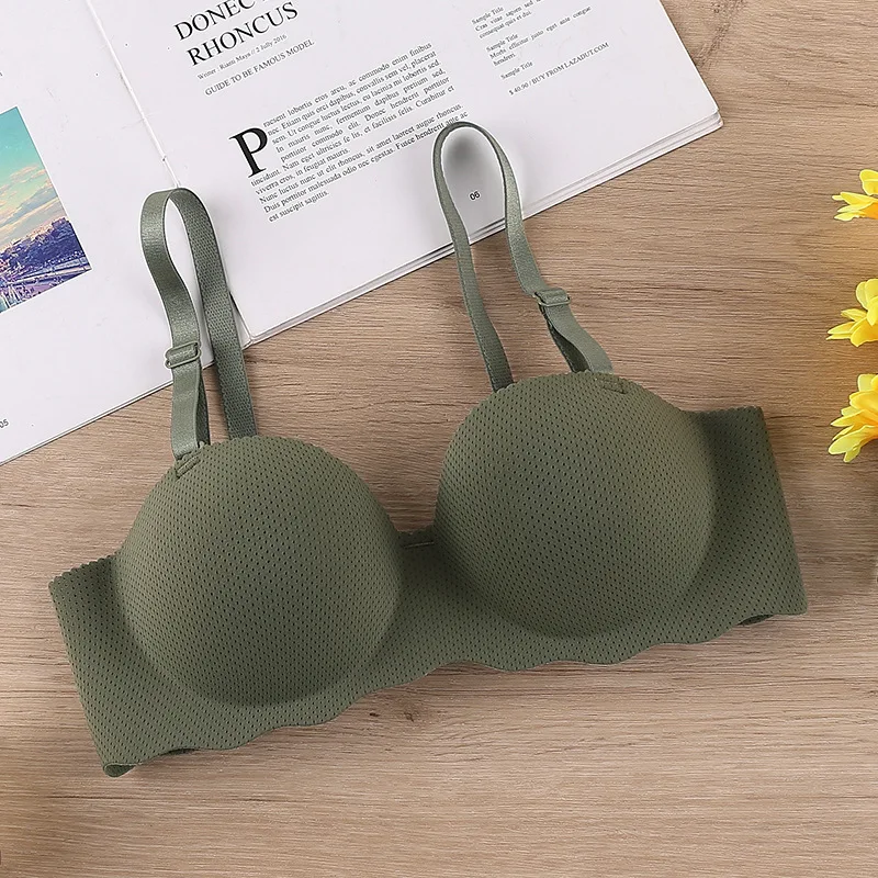 

Sexy Women Bra Seamless Push Up A B Cup Brassiere Female Wireless Bra Detachable Shoulder Straps Solid Underwear Bralette