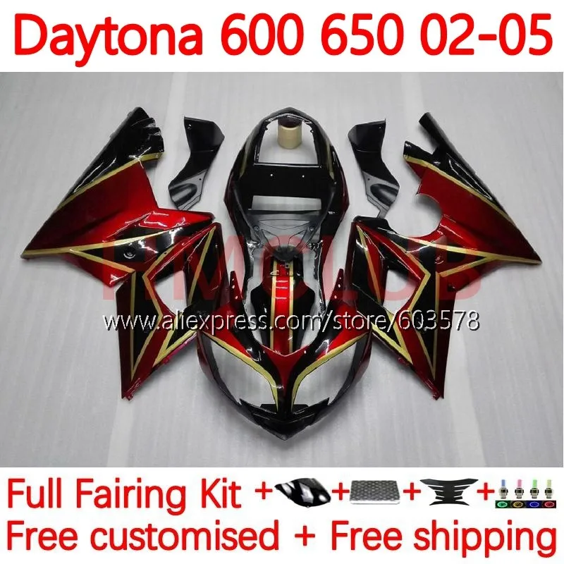 

Корпус для Daytona600 Daytona 650 600 02-05 Daytona650 2002 2003 2004 Daytona 2005 02 03 04 05 Обтекатели 148No.4 красно-золотистый