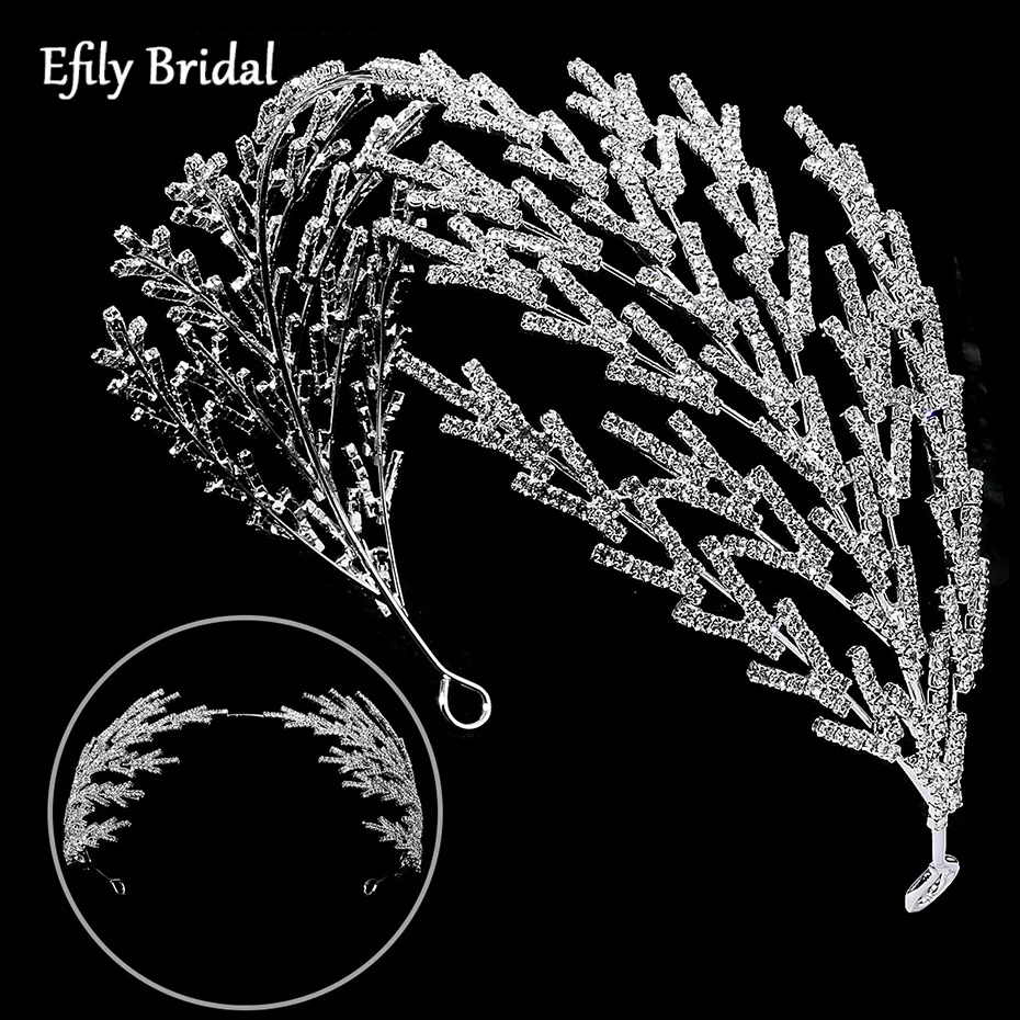 

Роскошная Свадебная повязка на голову Efily для женщин, аксессуары для волос, повязка для волос с кристаллами, свадебный головной убор, Корона невесты, тиара в подарок