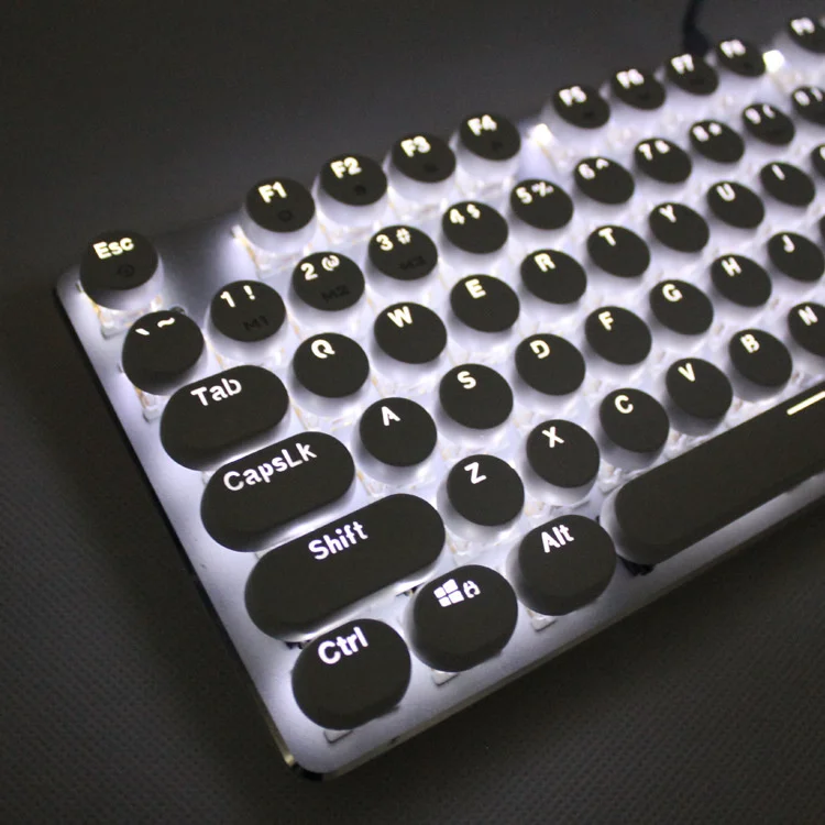 

Двухцветная круглая клавиатура в стиле панк, радиальная резьба, светящаяся игровая клавиатура, подвесная клавиатура, клавиатура для компьютера